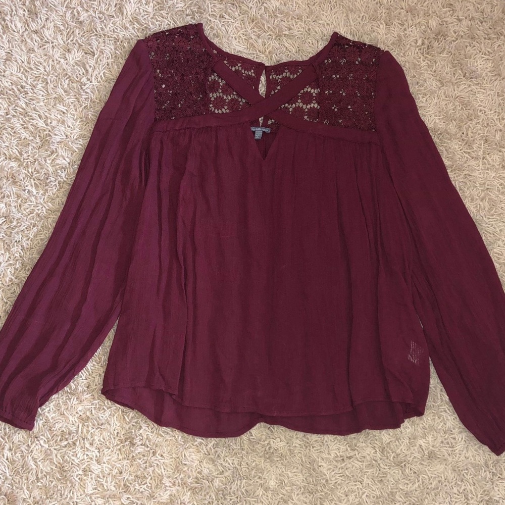 Maroon long sleeve blouse